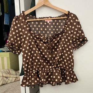 Urban Outfitters polka dot brown going out top